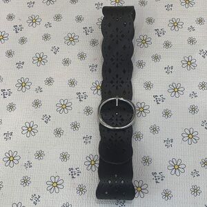 4/$15 Y2K  Leather Wide Belt with Round Silver Buckle